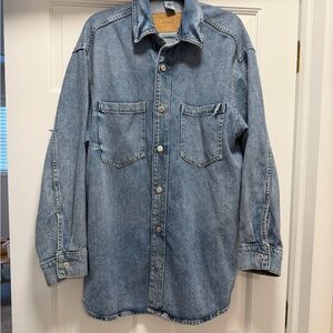 H&M Oversized Blue Denim Button-Up Shirt
